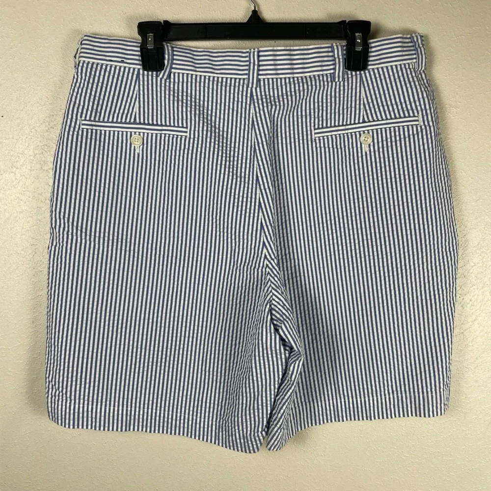 Brooks Brothers‎ Mens Blue White Striped Genuine Seersucker Shorts Size 36
